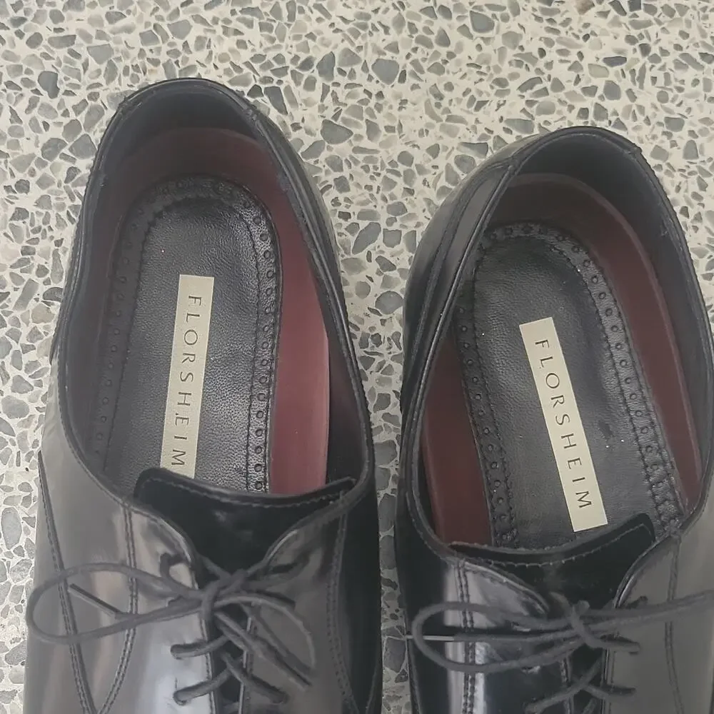 Florsheim Black Leather Cap Toe Lace-Up Oxford Dress Shoes Men’s 10D 20382